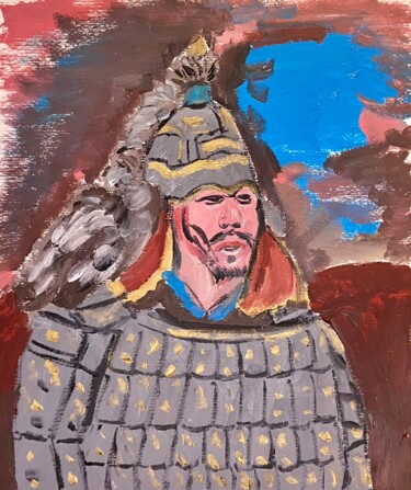 Painting titled "Gengis Khan" by Mario Pratesi, Original Artwork, Oil
