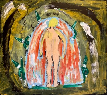 Schilderij getiteld "La porta nel bosco" door Mario Pratesi, Origineel Kunstwerk, Olie