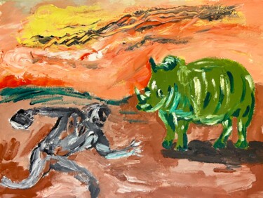Peinture intitulée "Il fossile" par Mario Pratesi, Œuvre d'art originale, Huile