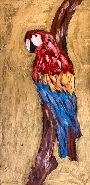 Malerei mit dem Titel "Il pappagallo" von Mario Pratesi, Original-Kunstwerk, Öl