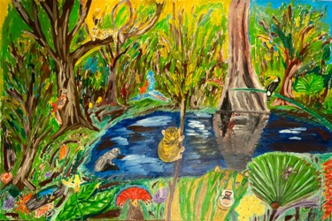 Pittura intitolato "Ecosistema pluviale" da Mario Pratesi, Opera d'arte originale, Olio