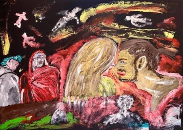 Pittura intitolato "Paolo e Francesca" da Mario Pratesi, Opera d'arte originale, Olio