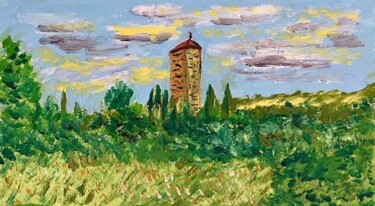 Pittura intitolato "Il castello di sant…" da Mario Pratesi, Opera d'arte originale, Olio