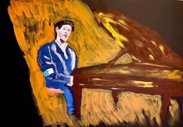 Painting titled "Il pianista" by Mario Pratesi, Original Artwork, Oil