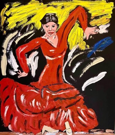 Painting titled "Baile flamenco" by Mario Pratesi, Original Artwork, Oil