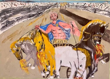Painting titled "La quadriga" by Mario Pratesi, Original Artwork, Oil