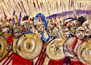 Painting titled "La falange macedone" by Mario Pratesi, Original Artwork, Oil