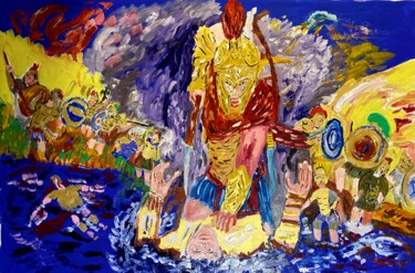 Pittura intitolato "Spartani" da Mario Pratesi, Opera d'arte originale, Olio
