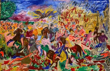Pittura intitolato "Battaglia di Isso" da Mario Pratesi, Opera d'arte originale, Olio