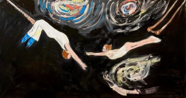 Pittura intitolato "I trapezisti" da Mario Pratesi, Opera d'arte originale, Olio