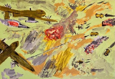 Painting titled "Drone attack" by Mario Pratesi, Original Artwork, Oil