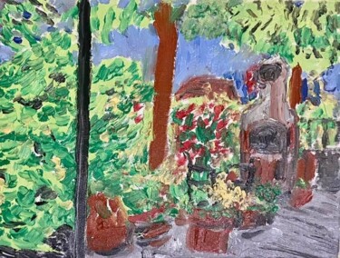 Pittura intitolato "Il mio giardino in…" da Mario Pratesi, Opera d'arte originale, Olio
