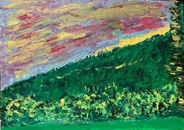 Schilderij getiteld "La nuvola gialla" door Mario Pratesi, Origineel Kunstwerk, Olie
