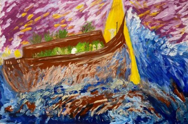 Pintura titulada "L’arca si arena sul…" por Mario Pratesi, Obra de arte original, Oleo