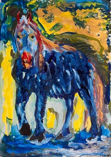 Pittura intitolato "Studio per cavallo…" da Mario Pratesi, Opera d'arte originale, Olio