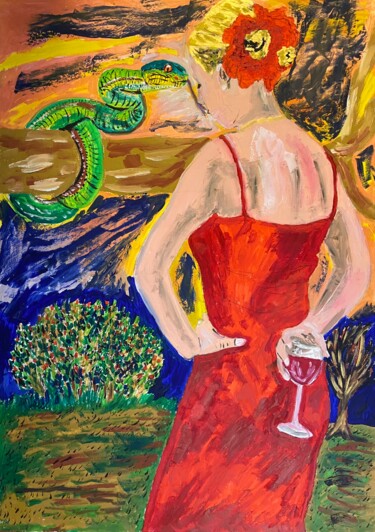 Peinture intitulée "Il bacio del serpen…" par Mario Pratesi, Œuvre d'art originale, Huile