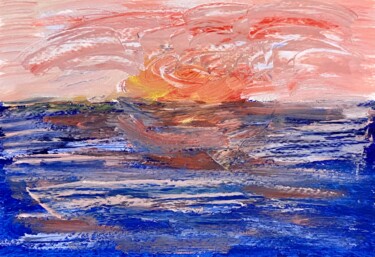 Pittura intitolato "Tramonto sul mare" da Mario Pratesi, Opera d'arte originale, Olio