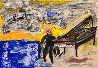 Painting titled "Pianista mascherato" by Mario Pratesi, Original Artwork, Oil