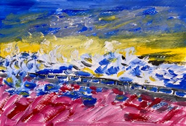 Pittura intitolato "Lungomare in tempes…" da Mario Pratesi, Opera d'arte originale, Olio