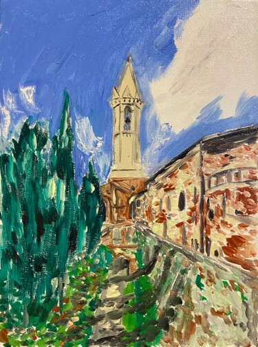 Painting titled "Esterno cattedrale…" by Mario Pratesi, Original Artwork, Oil