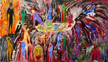 Pittura intitolato "La porta dell’infer…" da Mario Pratesi, Opera d'arte originale, Olio