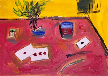 Pittura intitolato "Tavolo da gioco" da Mario Pratesi, Opera d'arte originale, Olio