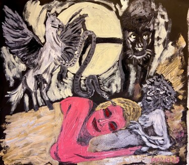 Peinture intitulée "Sogno di ragazza" par Mario Pratesi, Œuvre d'art originale, Huile