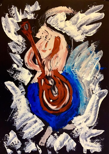 Pittura intitolato "Il musicista fantas…" da Mario Pratesi, Opera d'arte originale, Olio