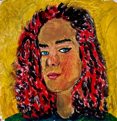 Peinture intitulée "Ritratto di ragazza" par Mario Pratesi, Œuvre d'art originale, Huile