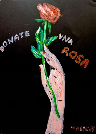 Painting titled "Donate una rosa" by Mario Pratesi, Original Artwork, Oil