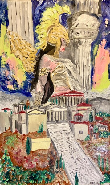 Painting titled "Athens" by Mario Pratesi, Original Artwork, Oil