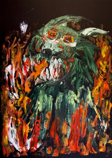 "Cane infernale" başlıklı Tablo Mario Pratesi tarafından, Orijinal sanat, Petrol