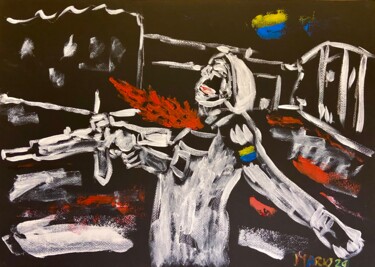 Pittura intitolato "Miliziano ucraino" da Mario Pratesi, Opera d'arte originale, Olio