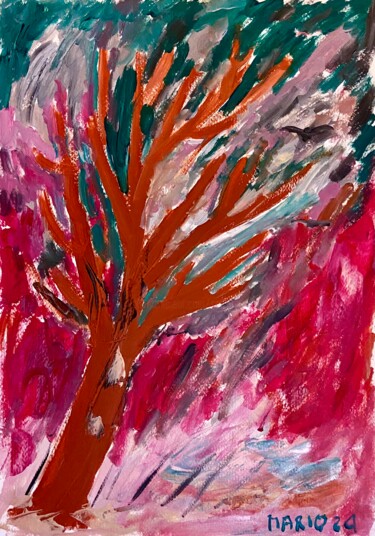Pittura intitolato "L’albero" da Mario Pratesi, Opera d'arte originale, Olio