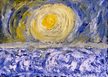 Malerei mit dem Titel "Mareggiata al chiar…" von Mario Pratesi, Original-Kunstwerk, Öl