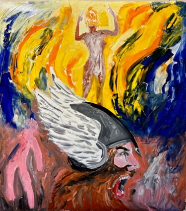 Pittura intitolato "La nascita di Miner…" da Mario Pratesi, Opera d'arte originale, Olio