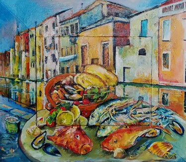 Painting titled "Broeto de Ciosa" by Mario Riva, Original Artwork, Oil Mounted on Wood Panel