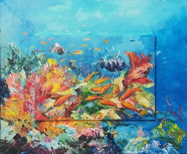 Painting titled "Fauna e flora del m…" by Mario Riva, Original Artwork, Oil Mounted on Wood Panel