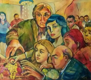 Peinture intitulée "Ressa al buffet" par Mario Riva, Œuvre d'art originale, Huile Monté sur Châssis en bois