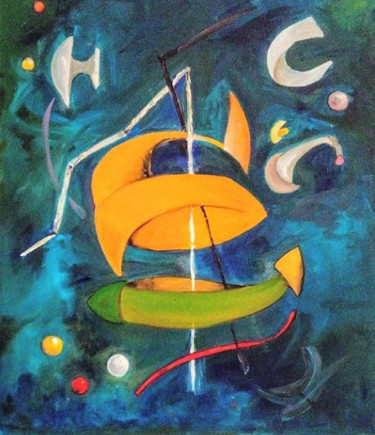Peinture intitulée "Acquario" par Mario Sanna, Œuvre d'art originale, Huile