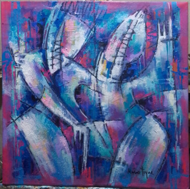 Malerei mit dem Titel "Axyissaizane" von Mario Tique, Original-Kunstwerk, Acryl Auf Keilrahmen aus Holz montiert