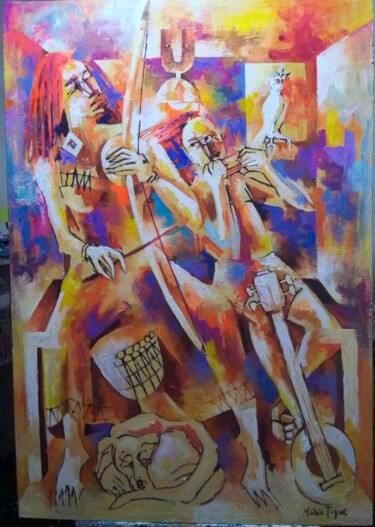 Pittura intitolato "Rava e Davi" da Mario Tique, Opera d'arte originale, Acrilico Montato su Telaio per barella in legno