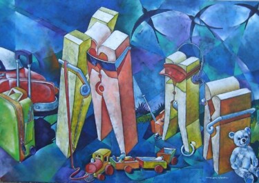 Painting titled "Addio alle rondini" by Mario Venza, Original Artwork