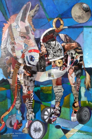 Collagen mit dem Titel "Un altro cavallo di…" von Mario Venza, Original-Kunstwerk, Collagen