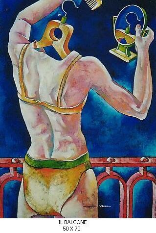 Painting titled "il balcone" by Mario Venza, Original Artwork