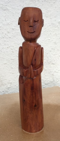 Sculpture titled "monge tibetano" by Mario Bala, Original Artwork, Wood