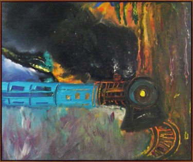 Malerei mit dem Titel "TREM to ARLES" von Mário Brazil, Original-Kunstwerk, Öl