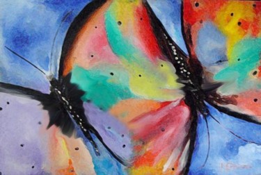 Pintura intitulada "Voo das borboletas" por Mário Brazil, Obras de arte originais, Óleo