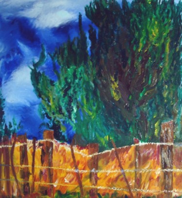 Pintura intitulada "Paisagem rural" por Mário Brazil, Obras de arte originais, Óleo
