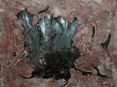 Painting titled "Black fire" by Mario Frattura, Original Artwork, Acrylic